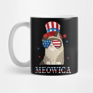 Cat 4th of July T shirt Meowica Merica Men USA American Flag Tank Top Mug